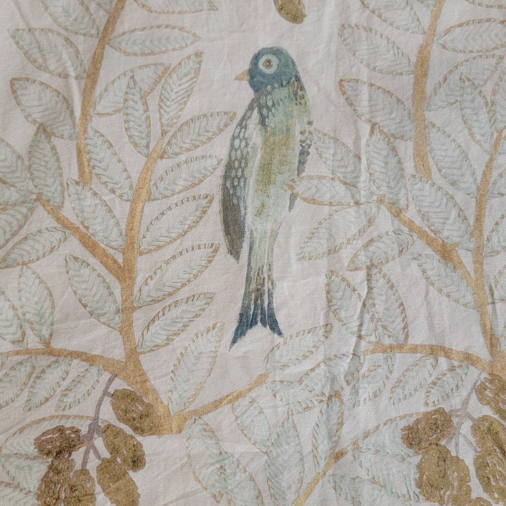 Pine Cone Hill Annie Selke Twin Duvet Cover Pink Cotton Bird Branch Nature Print